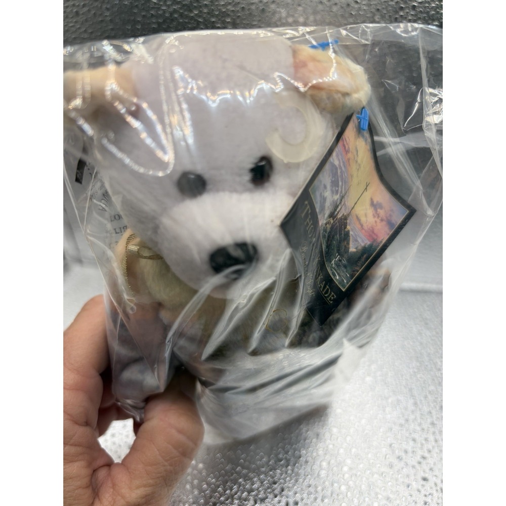 Thomas Kinkade Painter of Light Bear 24K Gold Paw Scenic Fabric Ribbon Tag
